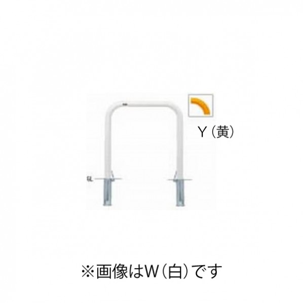 ※法人専用品※サンポール 鉄製 車止め 横型 差込式フタ付 横桟なし Φ60.5×t2.8 W75 H105(地上高80+埋込25) FAA-7SF75-800(W) 1個
