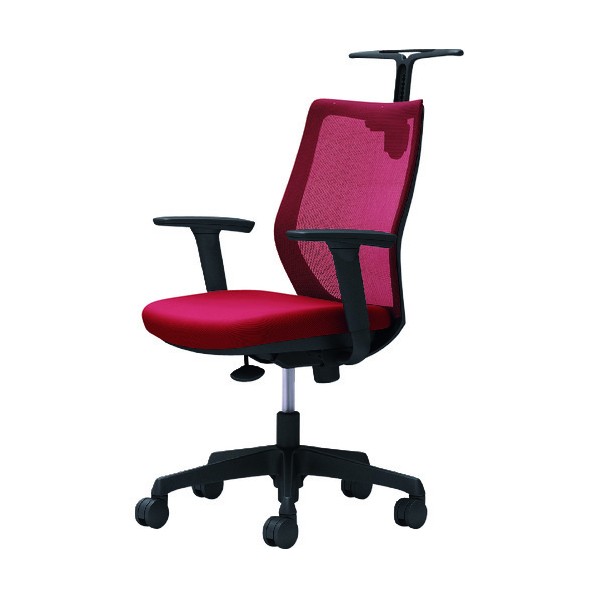 ※法人専用品※オカムラ CG-M 可動肘 背メッシュ ハンガー有 ブラックボディ ナイロンキャスター レッド CG92ZR FZK9 1点