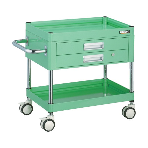 トラスコ ファルコンワゴン２段引出付７５０Ｘ５００Ｕ双輪ＹＧ色 FAW-672XD-YG 1点