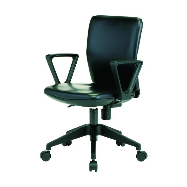 トラスコ(TRUSCO) 体圧分散オフィスチェア ビニールレザー張り 肘付 ブラック FCC55LA-BK 1点|DIY FACTORY ONLINE SHOP