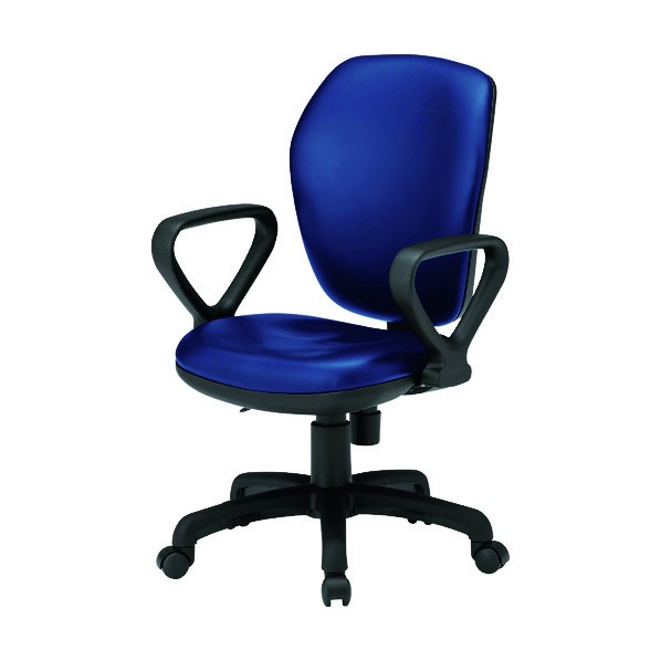 ※法人専用品※藤沢工業 オフィスチェア FST-77HL ハイバック ループ肘付き ネイビー(レザー) FST-77HALNV 1点