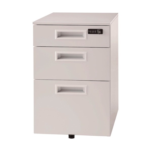 井上金庫販売 3段ワゴン ダイヤル錠 ホワイト GSWシリーズ GSW-D3 W 1台