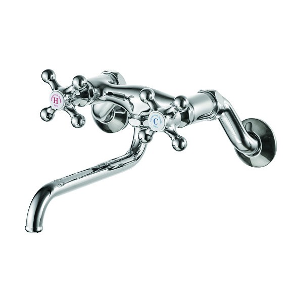 サンエイ 壁付ツーバルブ混合栓 メッキ K131YK-13 1台