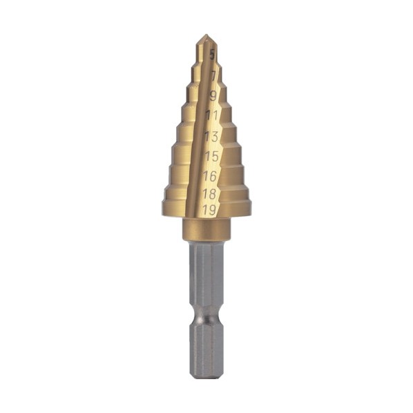 トラスコ(TRUSCO) 六角軸電気設備用ステップドリル2枚刃チタンコーティング19mm 161 x 62 x 24 mm NMS-19EG-H