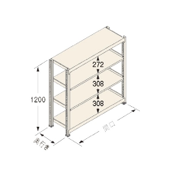 中量ラック Cタイプ300KG GSN-C1209C4D 1台