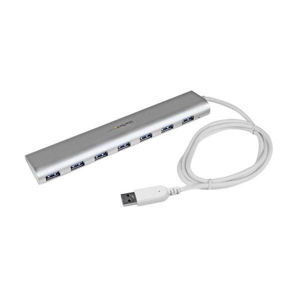 STARTEC.COM社 USBハブ/USB 3.0/7ポート Type-A/セルフパワー(ACアダプタ付属)/98cmケーブル/シルバー ST73007UA 1個