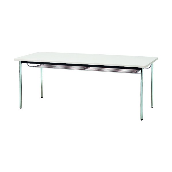 ※法人専用品※藤沢工業 ミーティングテーブル 丸脚棚付 1800mmX750mm ホワイト TDS-1875TM WH 1点｜DIY FACTORY ONLINE SHOP