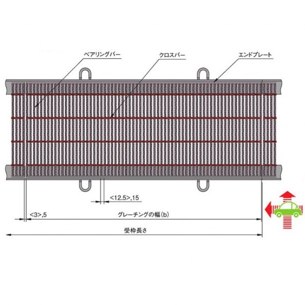 中部コーポレーション 横断溝･側溝用細目スチールグレーチング（本体のみ） b(498+498)&times;w650&times;h50mm VG1HA750-5.5 1個｜DIY FACTORY ONLINE SHOP