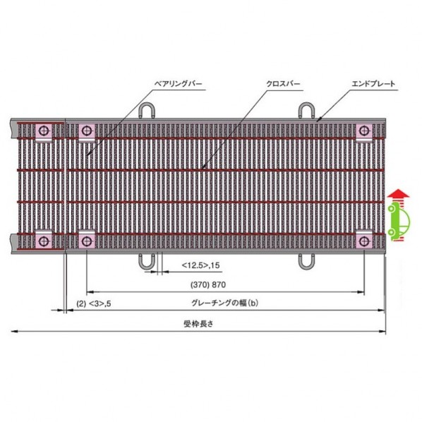 中部コーポレーション 耳障りな音押しとどめる用 雄捻子くっ付ける式所せまいスチールグレーチング（本体のみ） b997×a350×h38粍 CXHBB338-2.5A 1個
