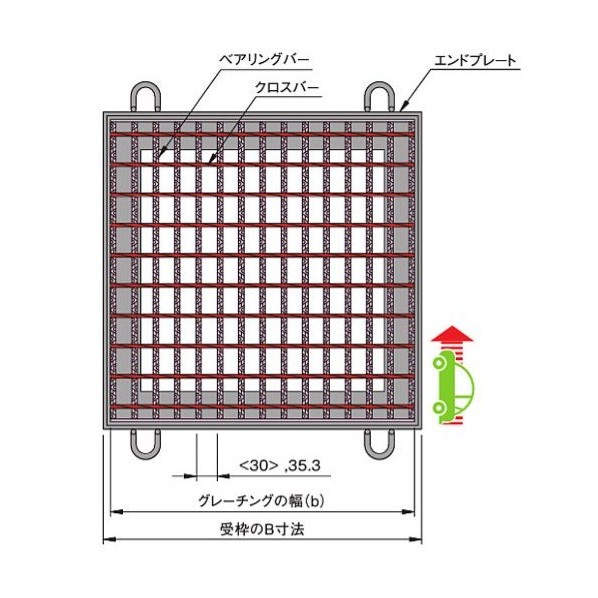 中部コーポレーション 落とし込式 正方形桝用スチールグレーチング b995×a1000×h90mm VG5BF90-99 1個