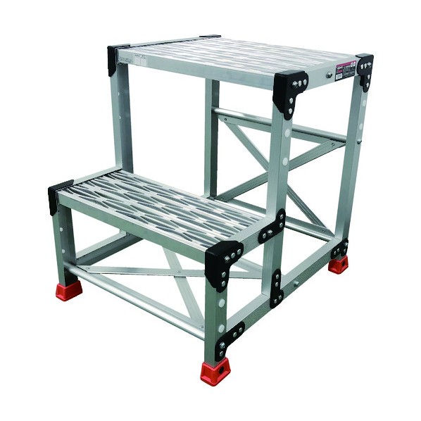 トラスコ(TRUSCO) 作業用踏台 アルミ製･グレーチング仕様 SUS金具 2段 高サ0.6m 天板500×400 TSFGR-256 1点