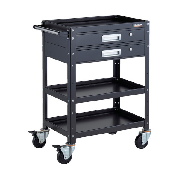 トラスコ バーディワゴン 600X400 引出2段付 ブラック BDW-963V2-BKBK 1点｜DIY FACTORY ONLINE SHOP