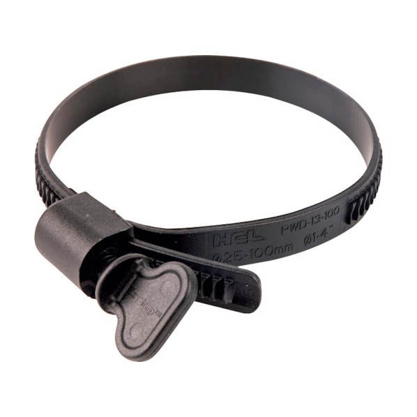 HCL Fasteners社 樹脂製ホースバンド Ezyclamp 手締めタイプ 締付径25.0～125.0mm ナイロン66 PWD-13-125-WG-PA66-BK 1点