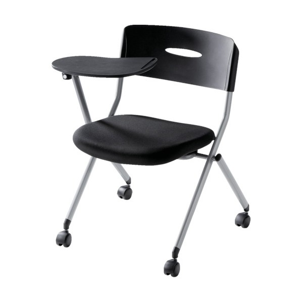 ※法人専用品※アズワン メモ台付きチェア 435&times;460&times;445mm ブラック 3-5168-01 1｜DIY FACTORY ONLINE SHOP