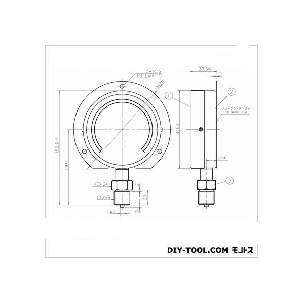 にできます 第一計器製作所 IPT一般圧力計 DUR3/8-75:16MPA ファースト ...