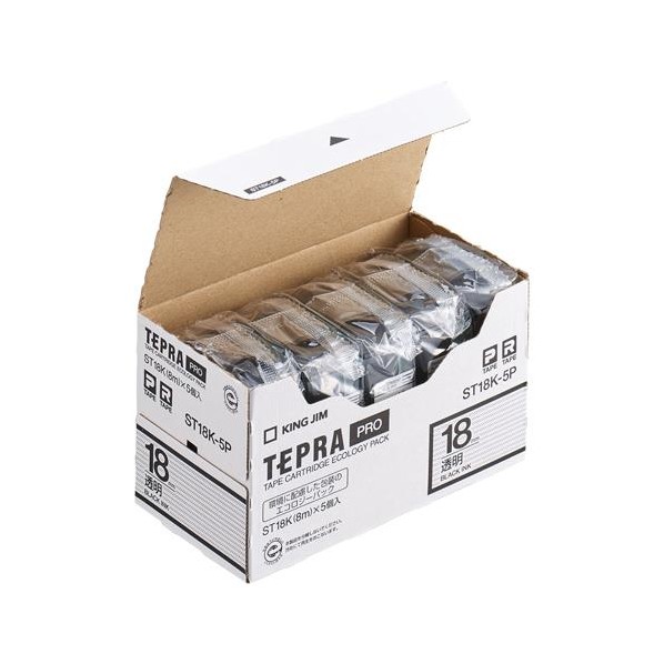 ※法人専用品※エスコ テープカセット(テプラ用/5個)透明 18mm EA761DN-55C 1箱【2506DFD_3】