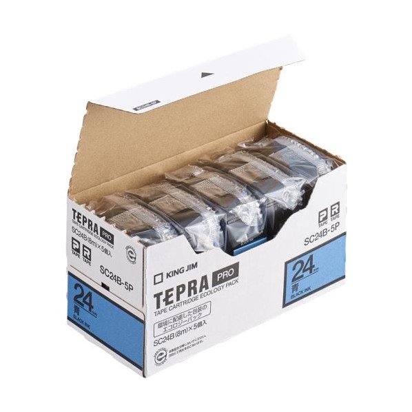 ※法人専用品※エスコ テープカセット(青/5個) 24mm EA761DK-243B 1箱【2506DFD_3】