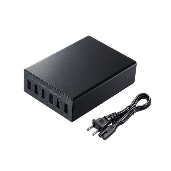 ※法人専用品※エスコ [ 6ポート] USB充電器(高耐久/ブラック) EA764A-221 1個【2506DFD_3】