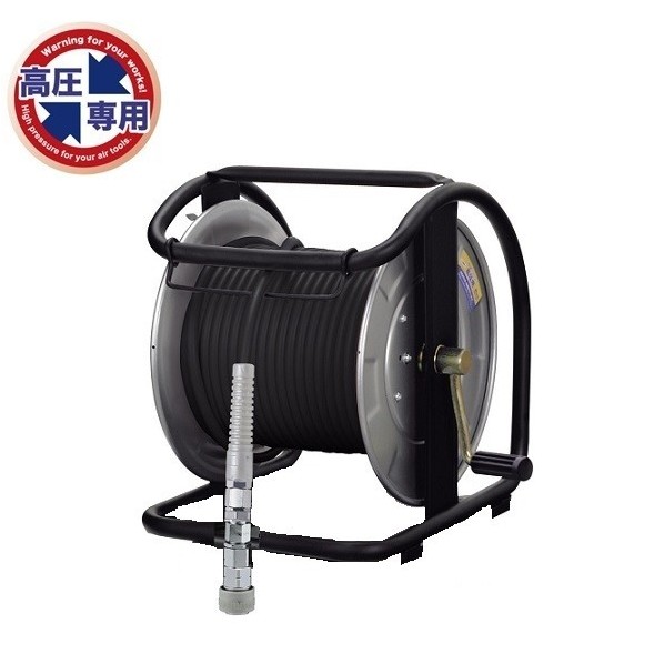 フジマック 高圧用C型エアドラム (スーパースムージーホース付) ロック一発カプラ 30m ブラック GHD-630C 1個【2506DFD_3】