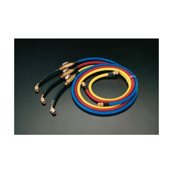 エスコ ［R410A］ボールバルブ付ホースセット 120cm EA104TF-10【2506DFD_3】｜DIY FACTORY ONLINE SHOP