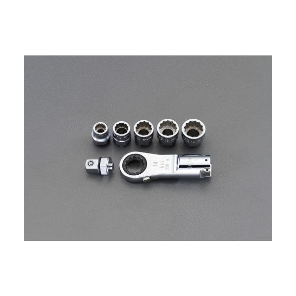 エスコ 55Nm3/8 ラチェットヘッドセット EA723JD【2506DFD_3】