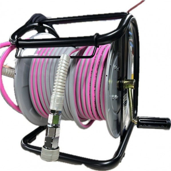 フジマック 高圧用C型ドラム 回転台無し エアーライズホース付 30m ピンク ARD-630P-C 1台【2506DFD_3】
