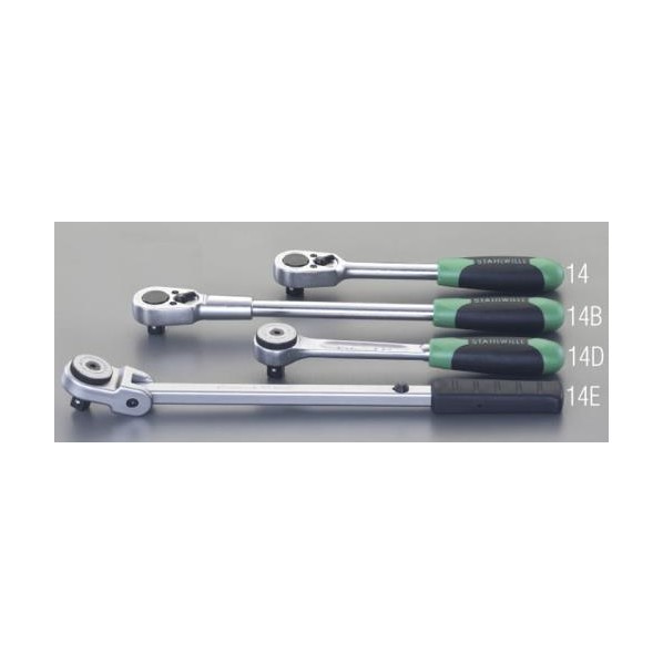 エスコ ラチェットハンドル 1/2sq EA617ZR-14 1個【2506DFD_3】