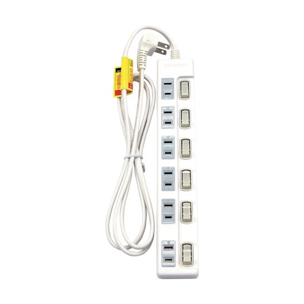 星光商事 6個口個別スイッチ付きタップ1.5m SK-6SED15W 1点×25個