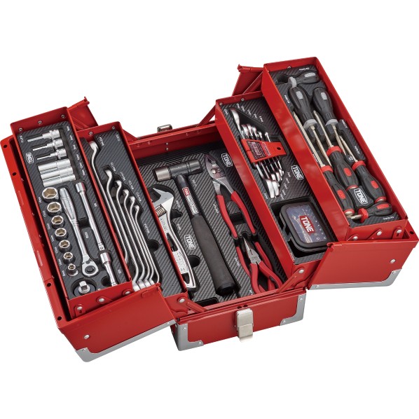 ※法人専用品※トネ 整備用工具セット ツールセット 433×220×240mm レッド TSAT33021 1式