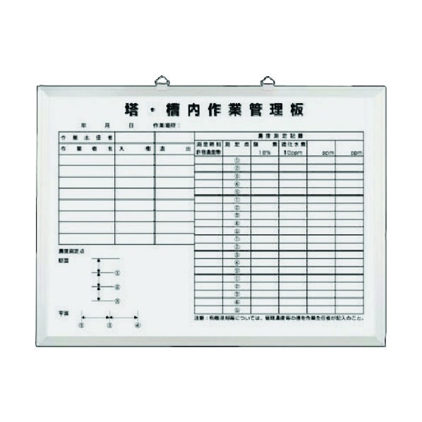 つくし工房 ホーローホワイトボード 塔槽内作業管理板 105-H 1点
