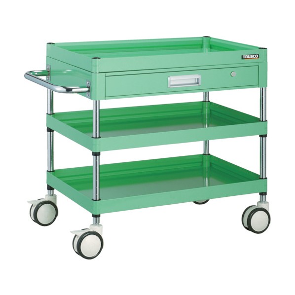 トラスコ ファルコンワゴン薄型１段引出付７５０Ｘ５００Ｕ双輪ＹＧ色 FAW-773ZD-YG 1点