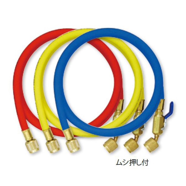 アサダ R410A用チャージングホースプラス2 ボールバルブ付 152cm 赤 Y29605 1