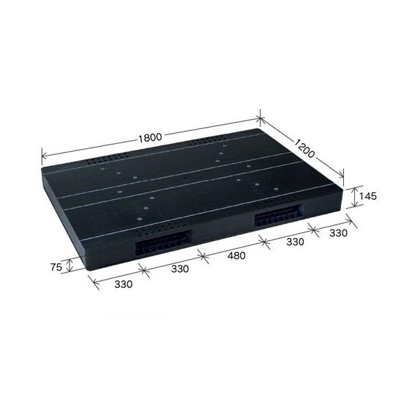 ※法人専用品※岐阜プラスチック工業 パレットJCK−R2・120180両面二方差し黒 BK JCK-R2-120180 1|DIY FACTORY ONLINE SHOP