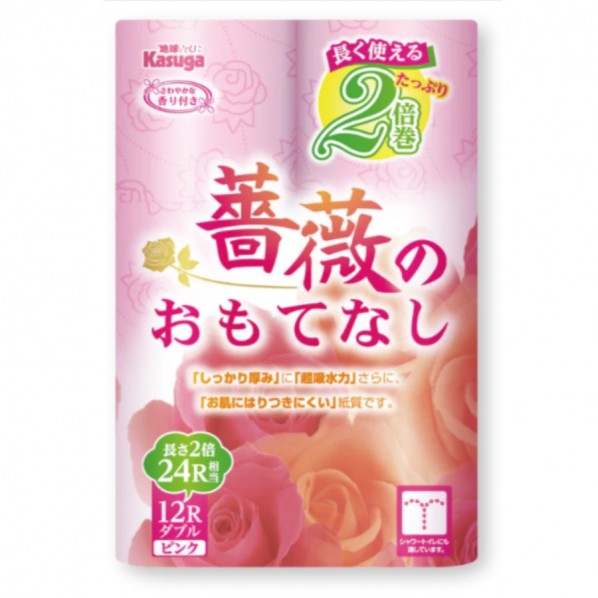 薔薇のおもてなし･ピンク 2倍巻 25m 12ロール×8パック ダブル ピンク 8パック