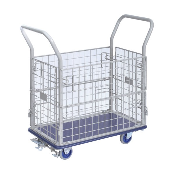 ※法人専用品※金沢車輛 スチール網台車 小型 フットブレーキ付 860&times;520&times;H890mm NHT-107+FB 1台｜DIY FACTORY ONLINE SHOP
