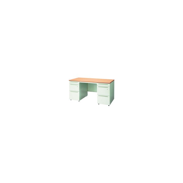 ※法人専用品※プラス 706477)両袖机 W1400 UJ-147D-33 WM/W4 1点|DIY FACTORY ONLINE SHOP