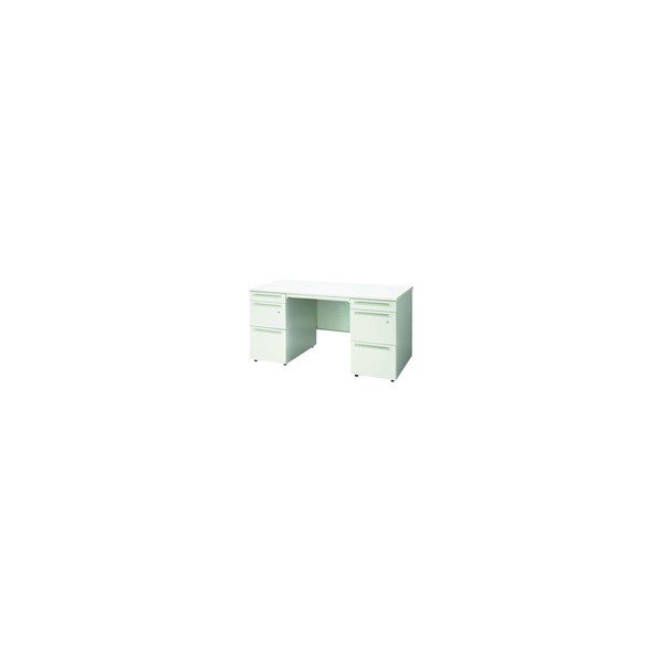 ※法人専用品※プラス 868739)両袖机 W1400 UJ-147D-33 WS/W4 1点|DIY FACTORY ONLINE SHOP