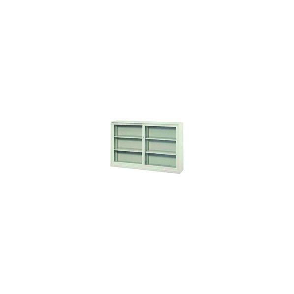 ※法人専用品※プラス 18433)KR 引違い書庫(ガラス戸) SG-604FR LGY SG-604FR LGY 1点|DIY FACTORY ONLINE SHOP