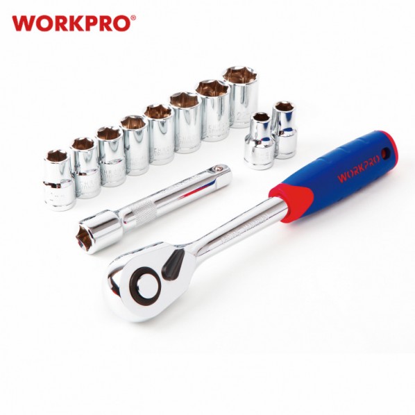 WORKPRO ワークプロ DIY時に大活躍 差込角1/2インチ ソケットレンチセット ソケットサイズ10-22mm 12点組 WP202558 1セット