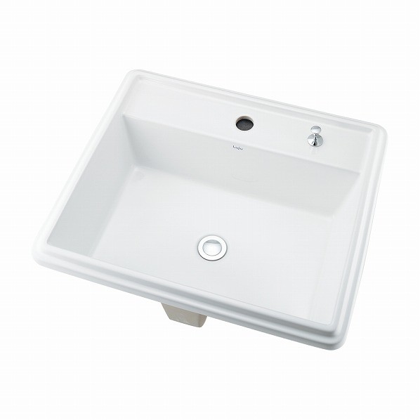 カクダイ 角型洗面器(1ホール･ポップアップ独立つまみタイプ) 493-151H 1個