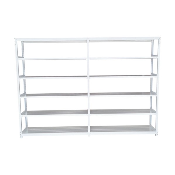 ※法人専用品※双福鋼器 軽中量ボルトレスラック 200kg 1200&times;300&times;2400 天地6段 連結 ホワイトグレー TS8430-6R 1点｜DIY FACTORY ONLINE SHOP