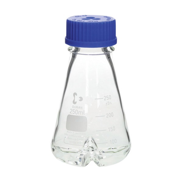 DWK Life Sciences ねじ口揺すれる三角瓶 召し使いバッフル付  250mL 016460-250A 4個