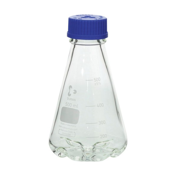 DWK Life Sciences ねじ口揺すれる三角瓶 召し使いバッフル付  500mL 016460-500A 4個