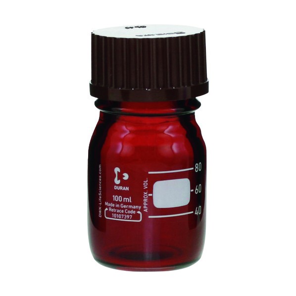 DWK Life Sciences ねじ口びん（メジュームびん）　茶褐色　赤キャップ付　 100mL 017210-1001A 10個｜DIY FACTORY ONLINE SHOP