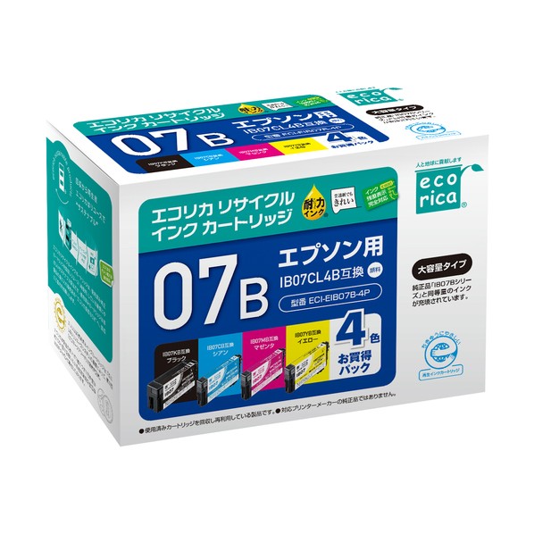 IB07CL4B 互換リサイクルインクカートリッジ 4色 ECI-EIB07B-4P 4個