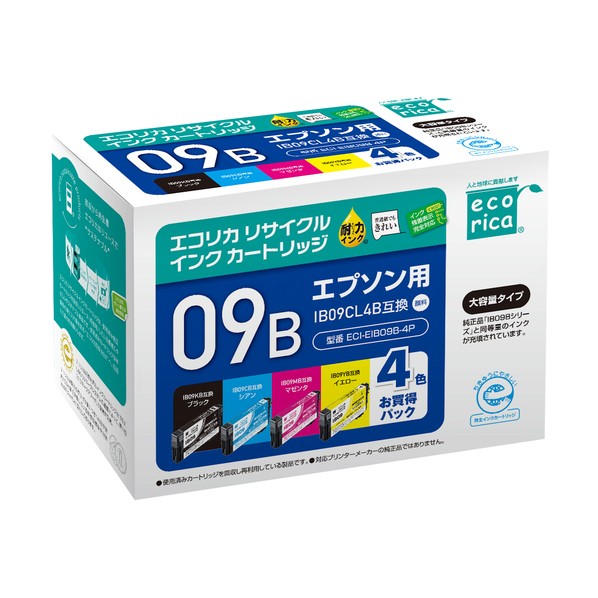 IB09CL4B 互換リサイクルインクカートリッジ 4色 ECI-EIB09B-4P 4個
