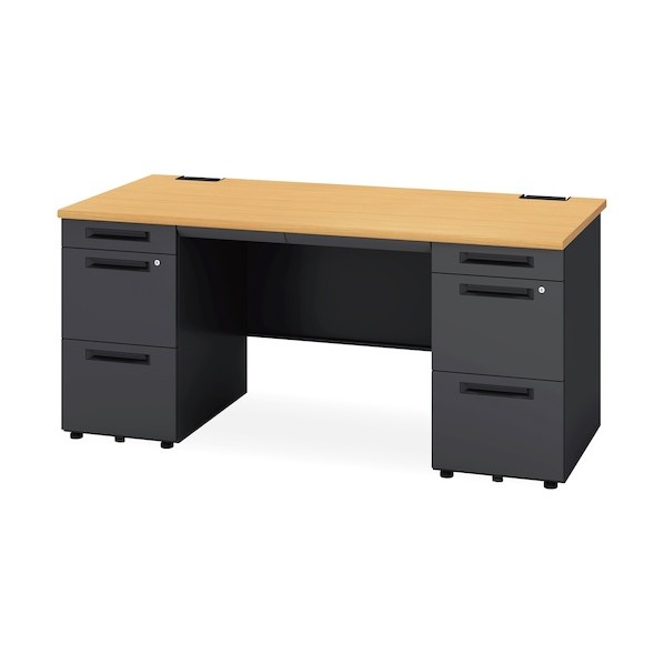 ※法人専用品※ デスクラッチ付き両袖机(H720)W1600 ブラック ブラック SSDH-167W-B 0｜DIY FACTORY ONLINE SHOP 96,195円