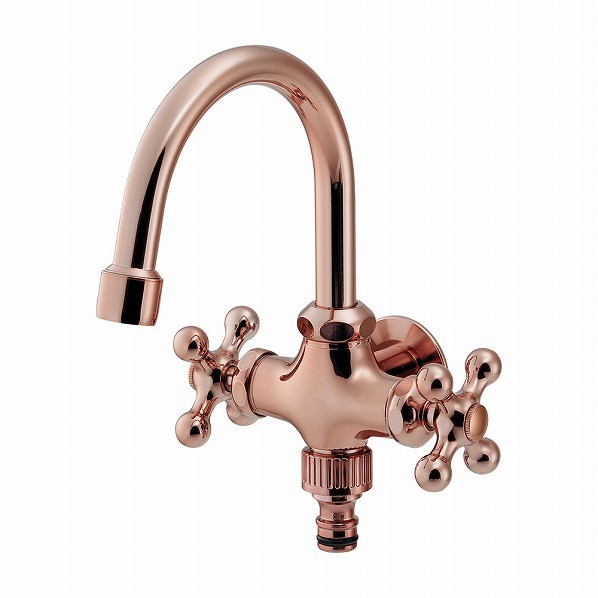 カクダイ(KAKUDAI) 双口横形スワン水栓 704-501-BR 1個|DIY FACTORY ONLINE SHOP