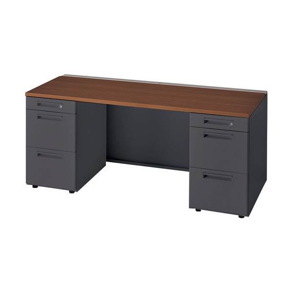 ※法人専用品※ナイキ マネージャー用デスク 天板:ダークウォールナット/本体:ブラック MF167GG-BWNP 1台｜DIY FACTORY ONLINE SHOP 87,450円