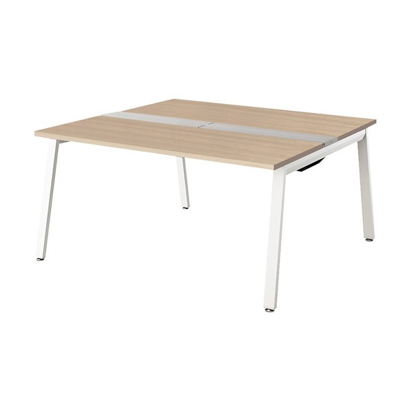 ※法人専用品※ナイキ 大型ベンチテーブル(基本型)(両面タイプ) 天板:サンドオーク/本体:クリアーホワイト RXFN1614K-WSO 1台｜DIY FACTORY ONLINE SHOP